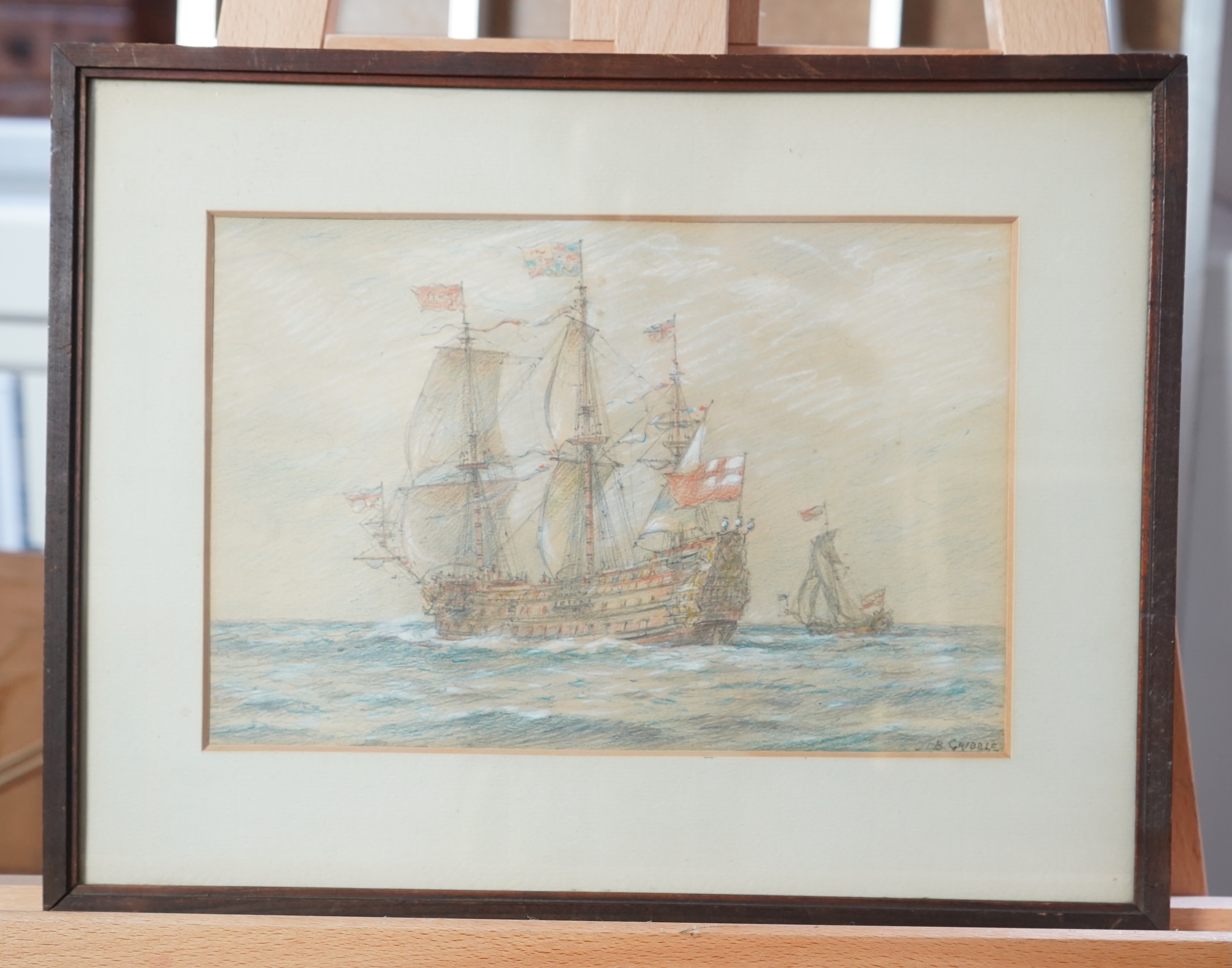 Bernard Finegan Gribble, 1872-1962, 'Three Masted Ships at Sea' and 'Off the Coast'